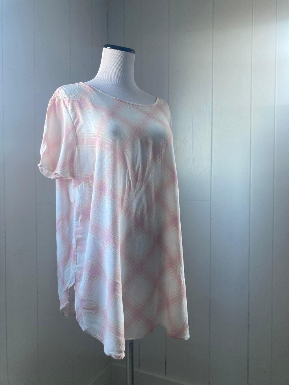 Lauren Conrad Pink Plaid Pullover Top, Size XL
